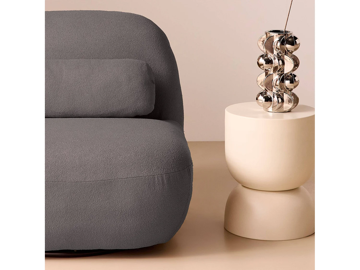 Silla giratoria 360° borreguito texturizada gris