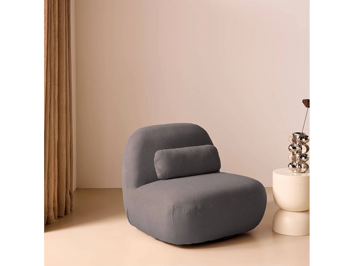 Silla giratoria 360° borreguito texturizada gris