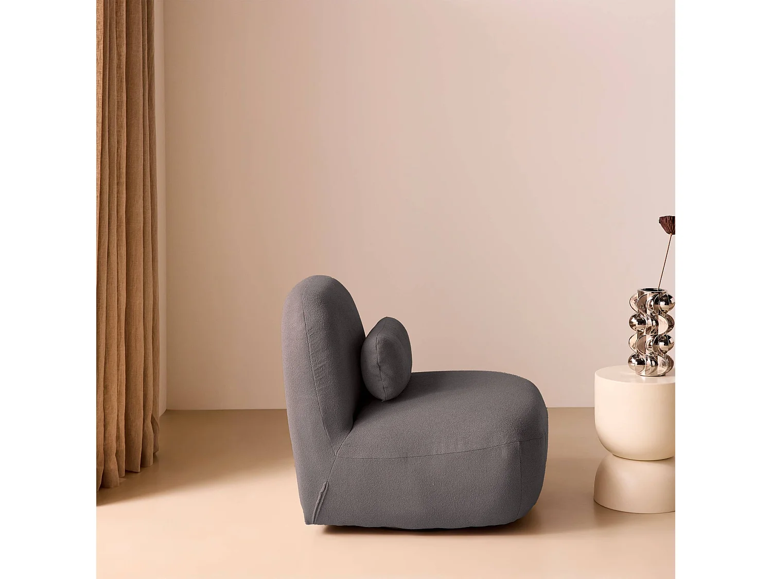 Silla giratoria 360° borreguito texturizada gris