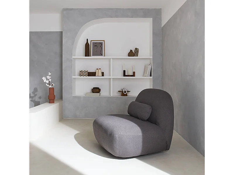 Silla giratoria 360° borreguito texturizada gris