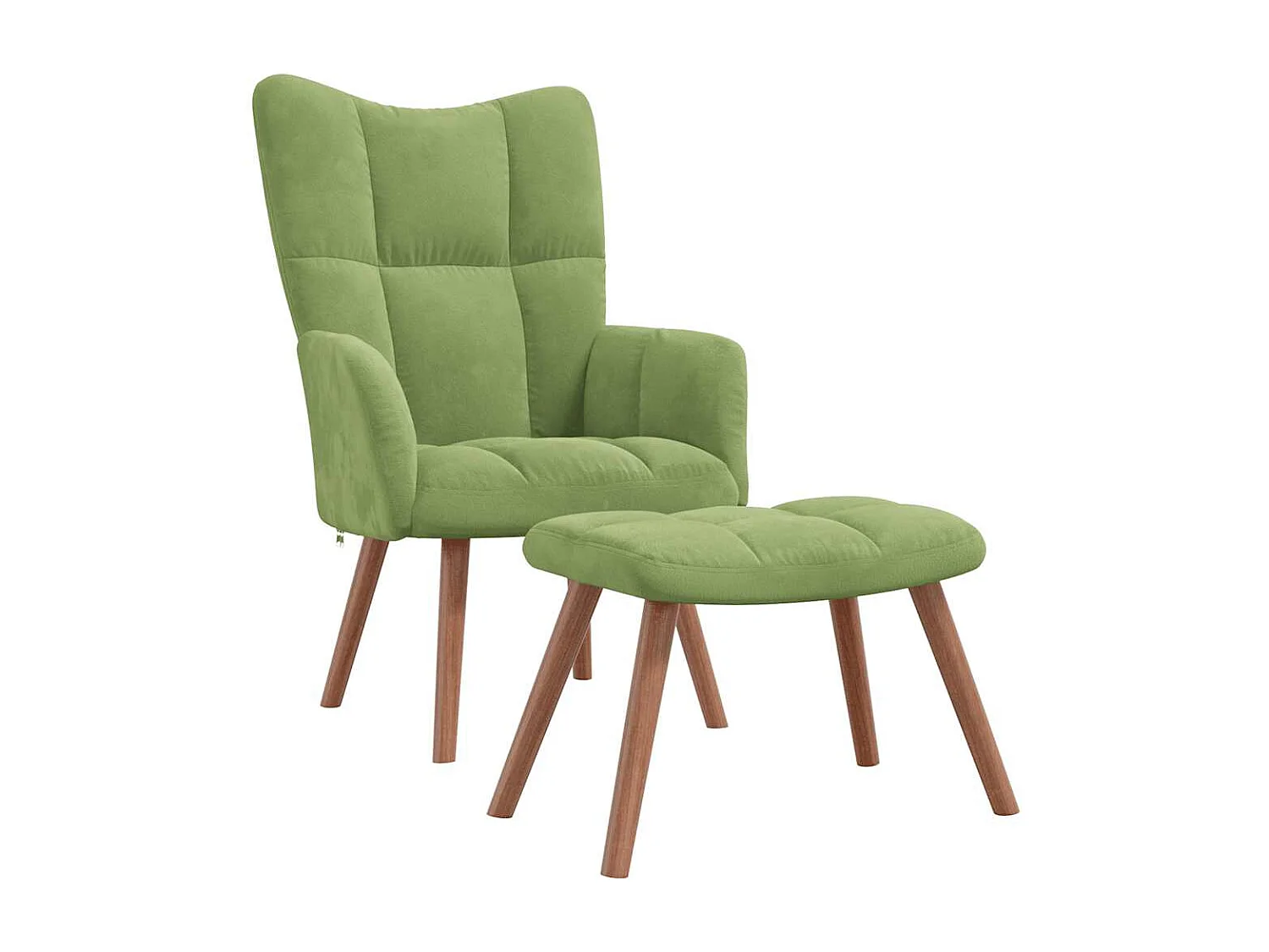 Chaise de relaxation avec repose-pied Vert clair Velours