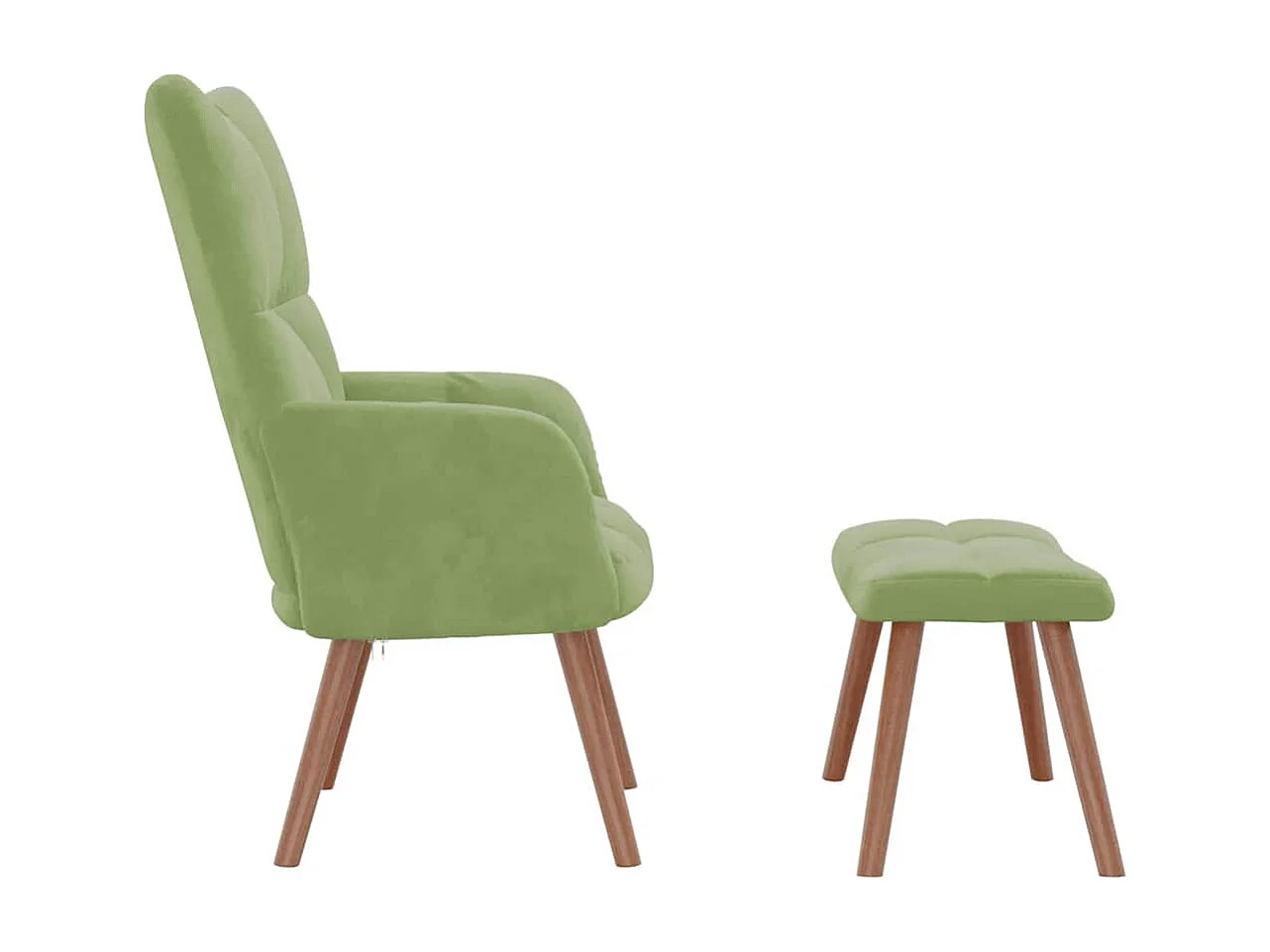 Chaise de relaxation avec repose-pied Vert clair Velours