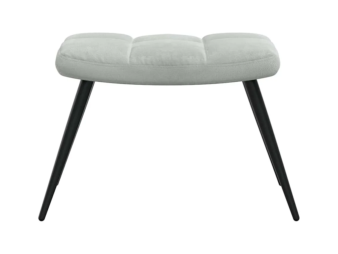 Cadeira de descanso com banco veludo cinzento-claro