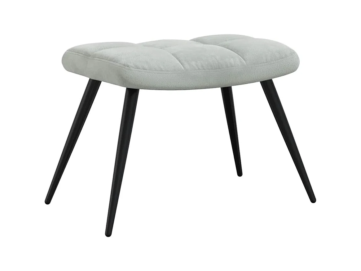 Cadeira de descanso com banco veludo cinzento-claro