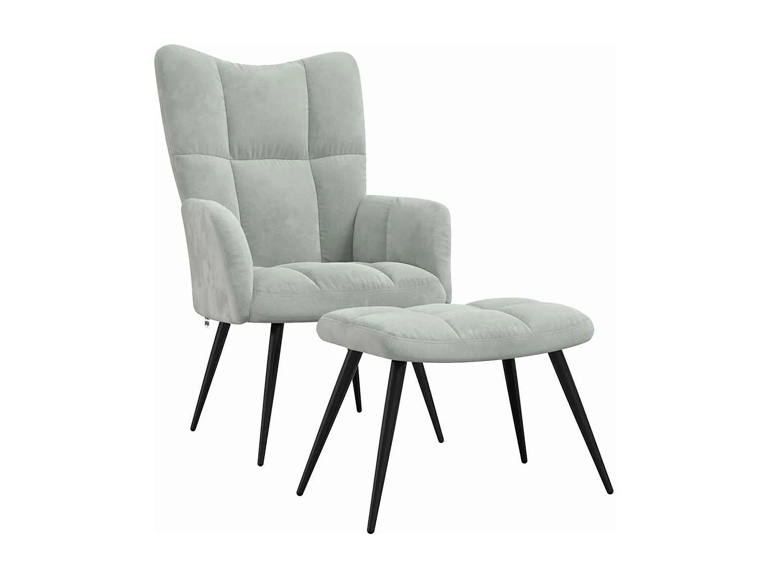 Chaise de relaxation avec tabouret Gris clair Velours