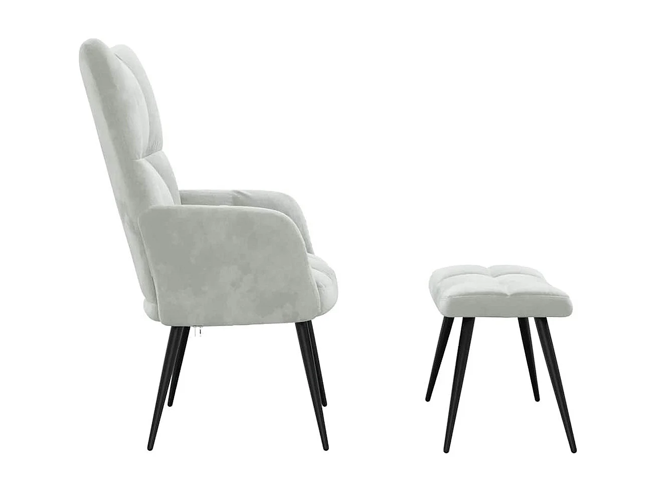 Chaise de relaxation avec tabouret Gris clair Velours