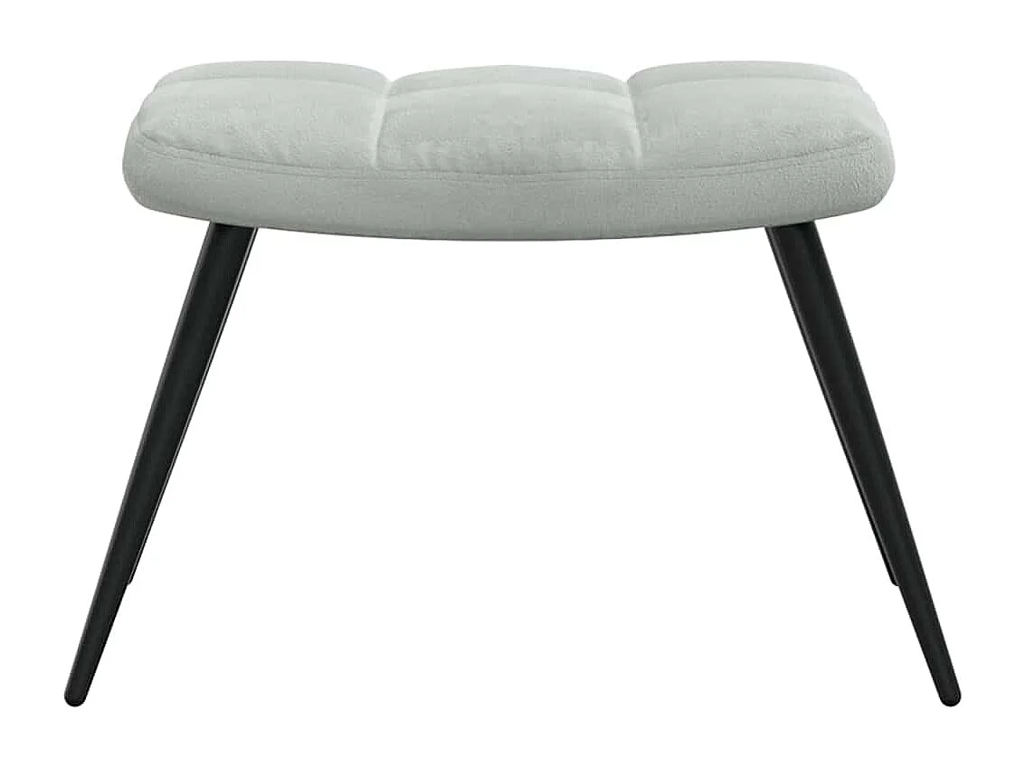 Chaise de relaxation avec tabouret Gris clair Velours