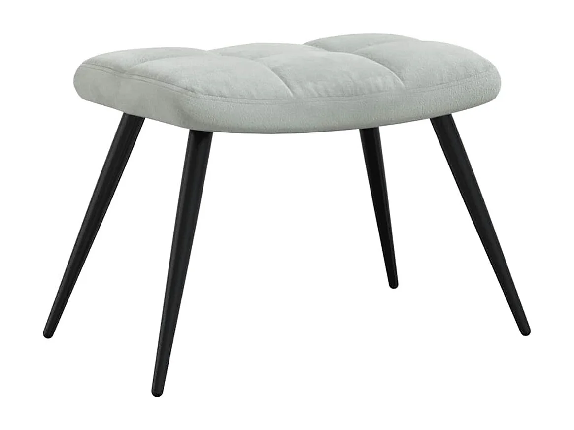 Chaise de relaxation avec tabouret Gris clair Velours