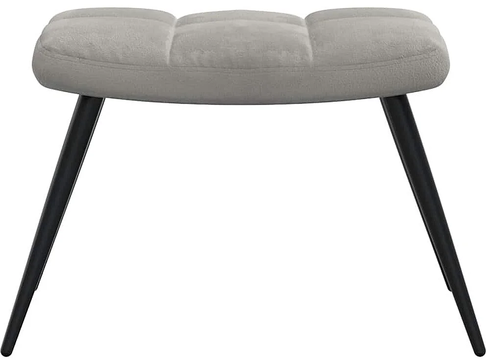 Cadeira de descanso com banco veludo cinzento-claro