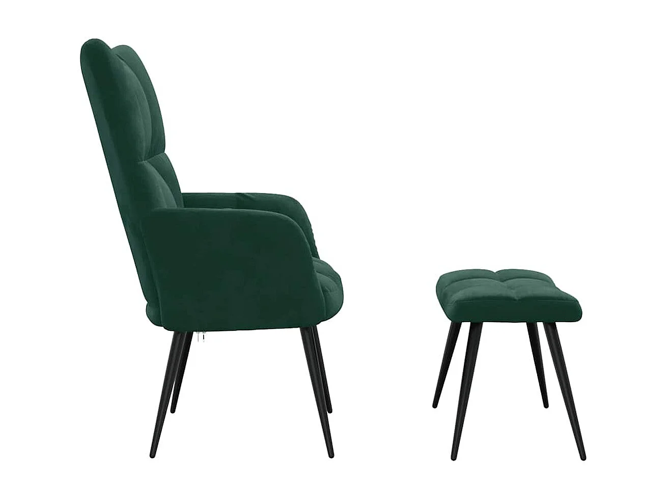 Poltrona Relax con Poggiapiedi Verde Scuro in Velluto