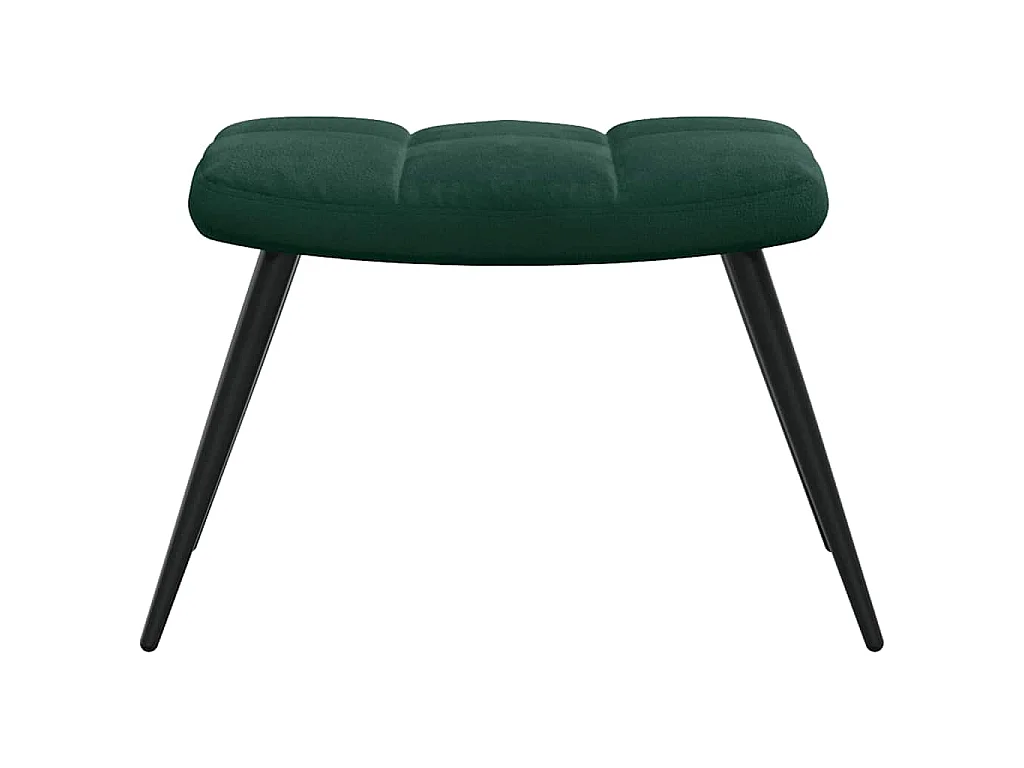 Chaise de relaxation avec tabouret Vert foncé Velours