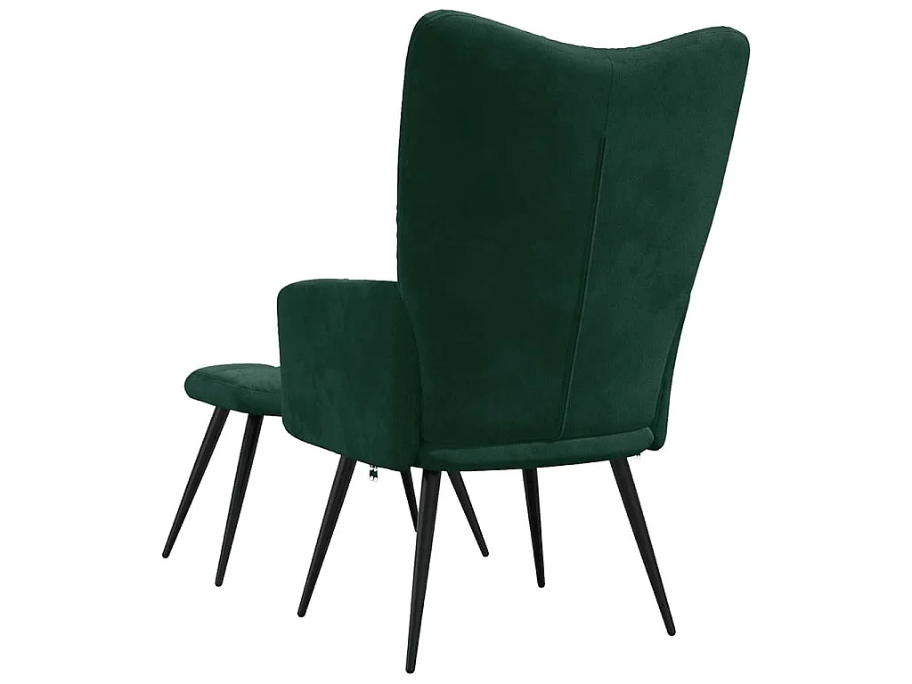 Chaise de relaxation avec tabouret Vert foncé Velours