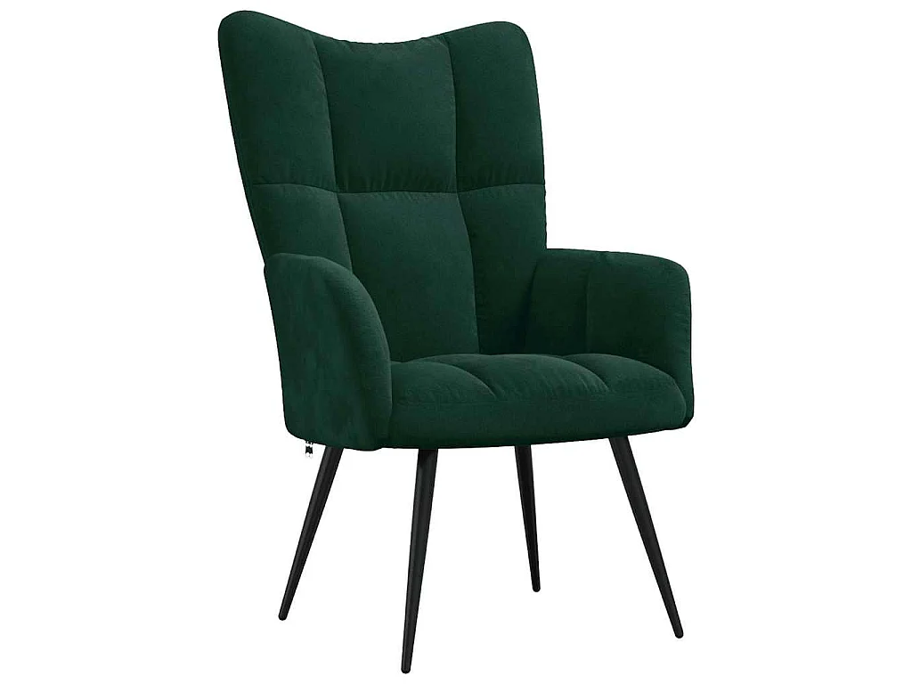 Chaise de relaxation avec tabouret Vert foncé Velours