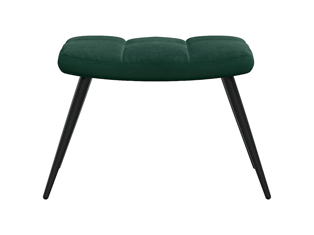 Chaise de relaxation avec tabouret Vert foncé Velours