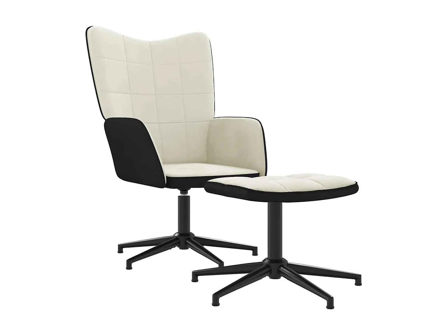 Relaxsessel mit Hocker Cremeweiß Samt und PVC