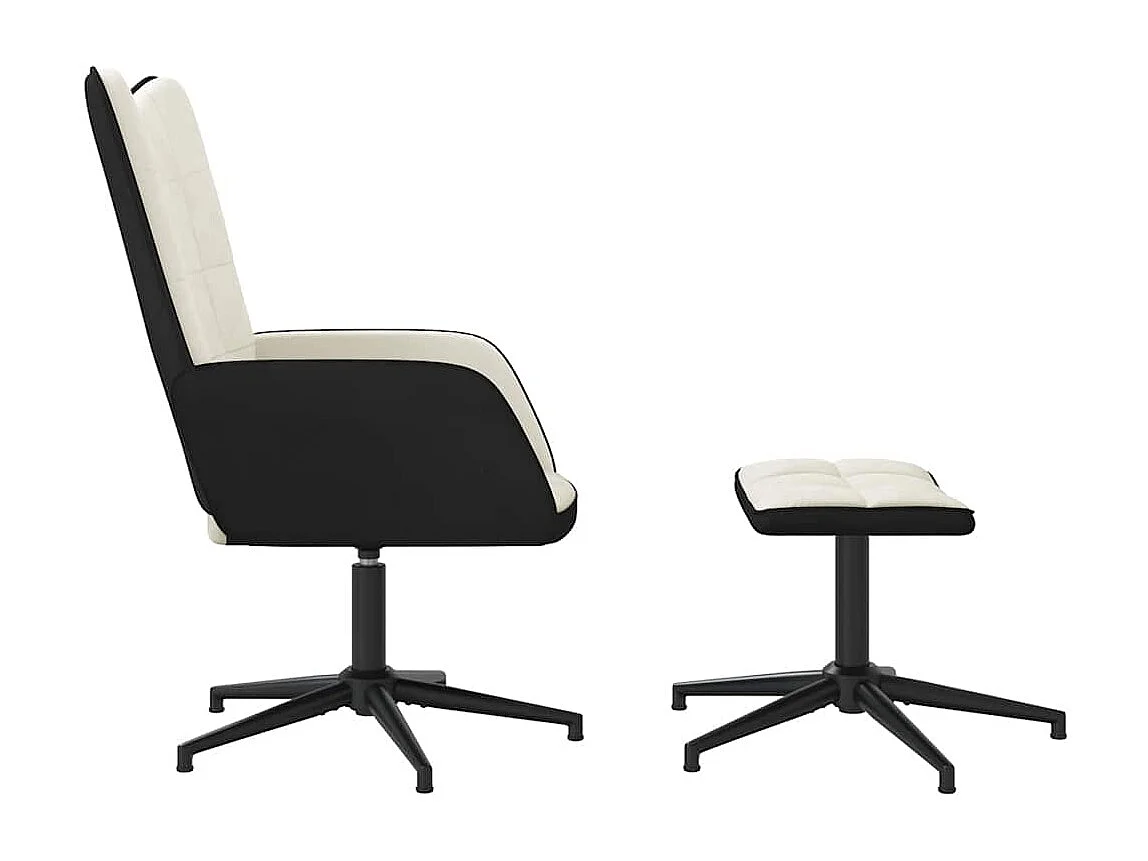 Relaxsessel mit Hocker Cremeweiß Samt und PVC