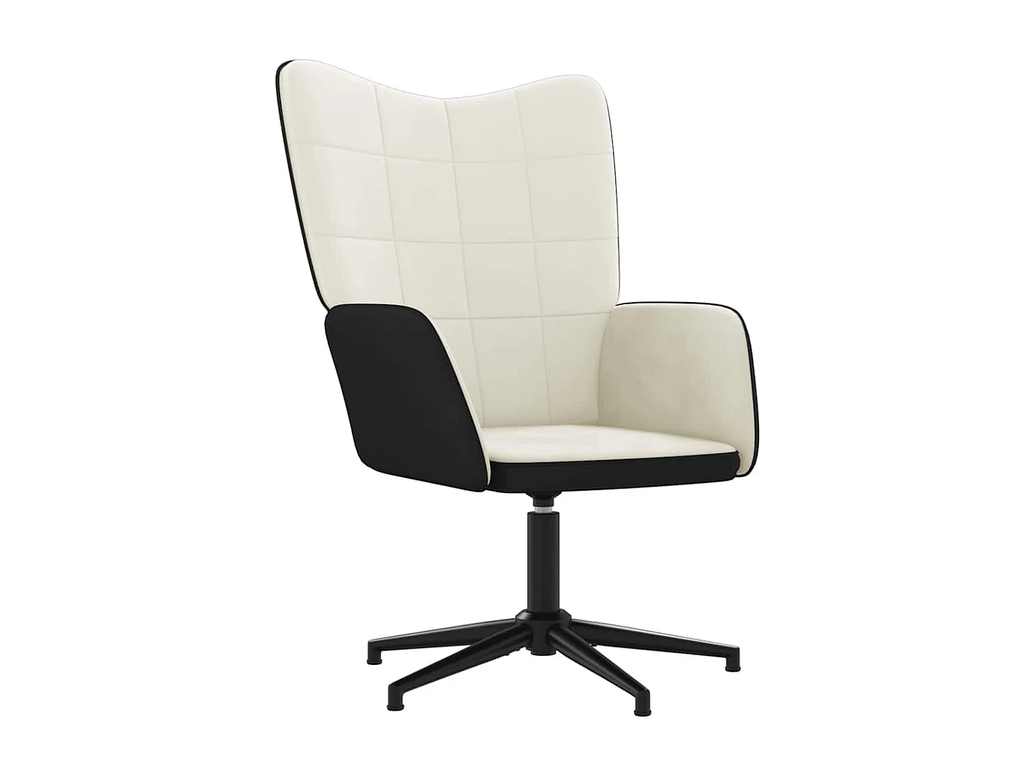 Relaxsessel mit Hocker Cremeweiß Samt und PVC