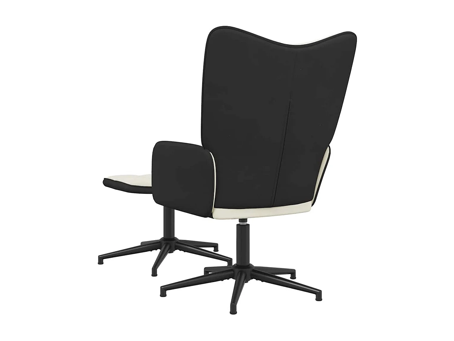 Chaise de relaxation avec tabouret Blanc crème Velours et PVC