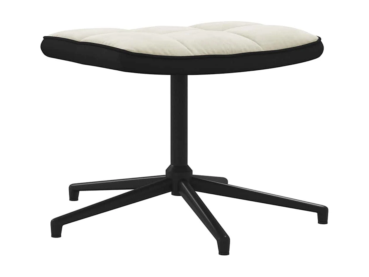 Chaise de relaxation avec tabouret Blanc crème Velours et PVC