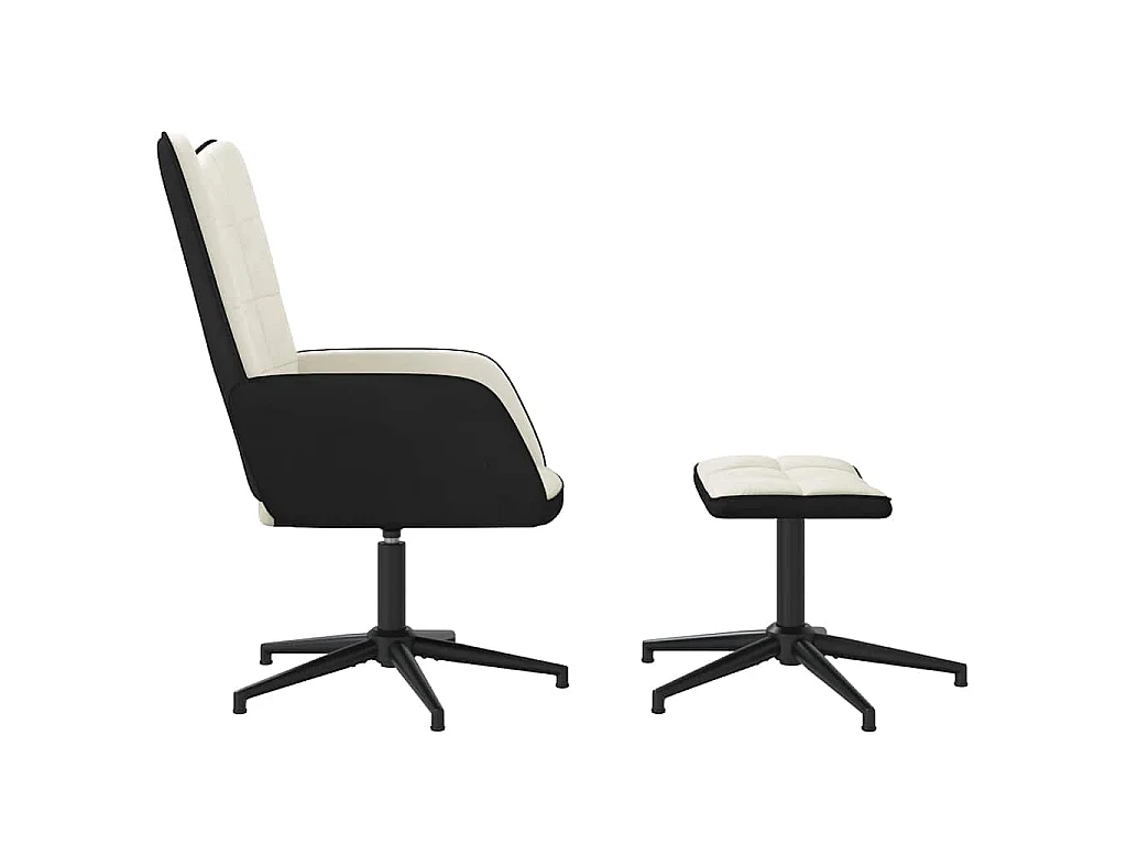 Chaise de relaxation avec tabouret Blanc crème Velours et PVC