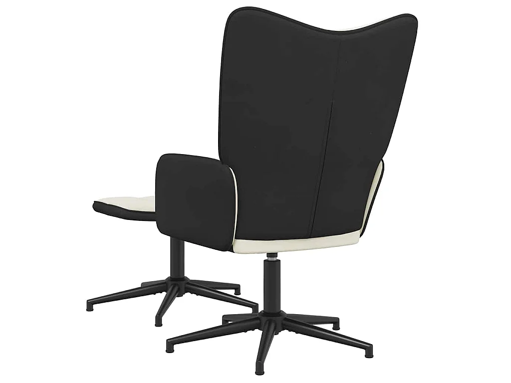 Chaise de relaxation avec tabouret Blanc crème Velours et PVC