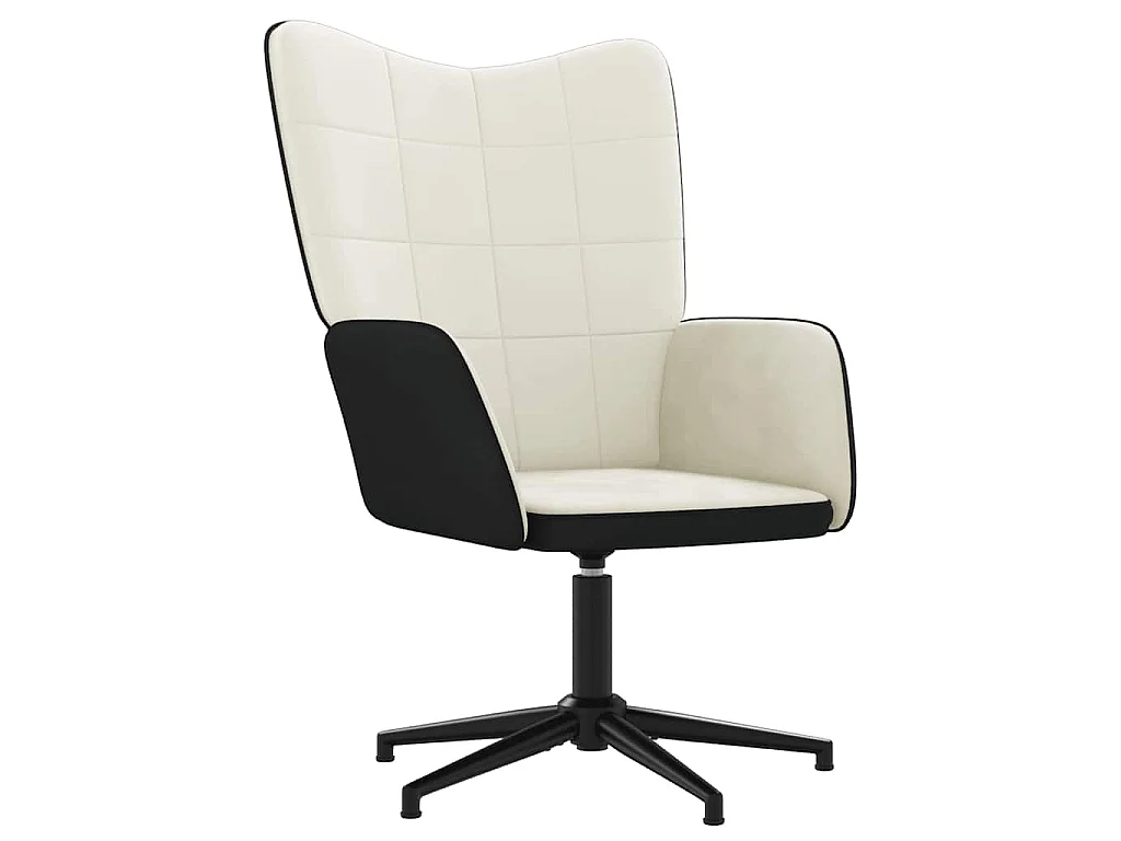 Chaise de relaxation avec tabouret Blanc crème Velours et PVC