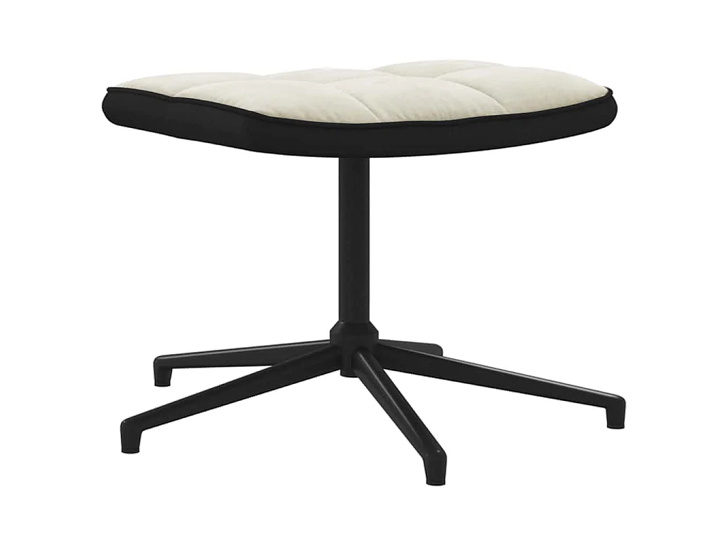 Chaise de relaxation avec tabouret Blanc crème Velours et PVC