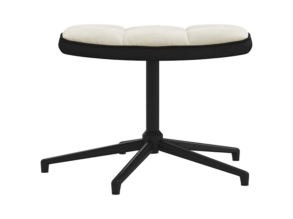 Chaise de relaxation avec tabouret Blanc crème Velours et PVC