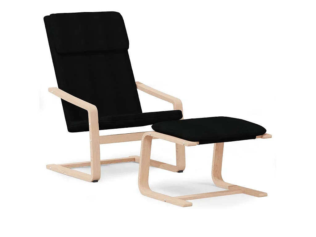 Chaise de relaxation avec repose-pied Noir Tissu