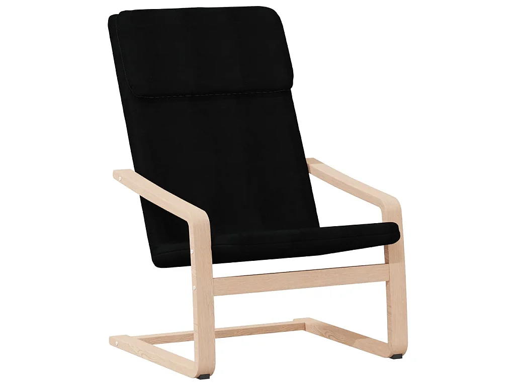 Chaise de relaxation avec repose-pied Noir Tissu