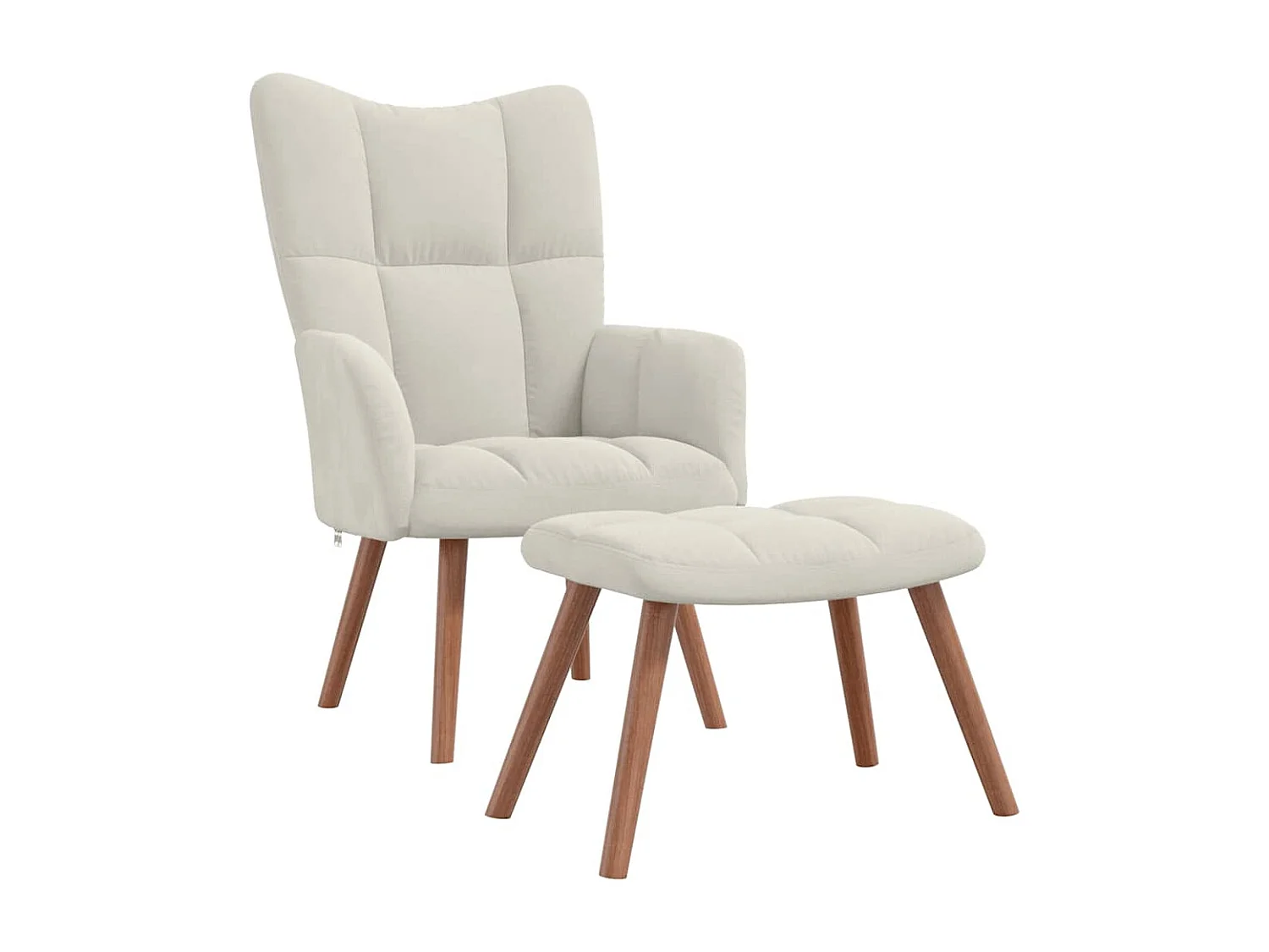 Chaise de relaxation avec repose-pied Blanc crème Velours