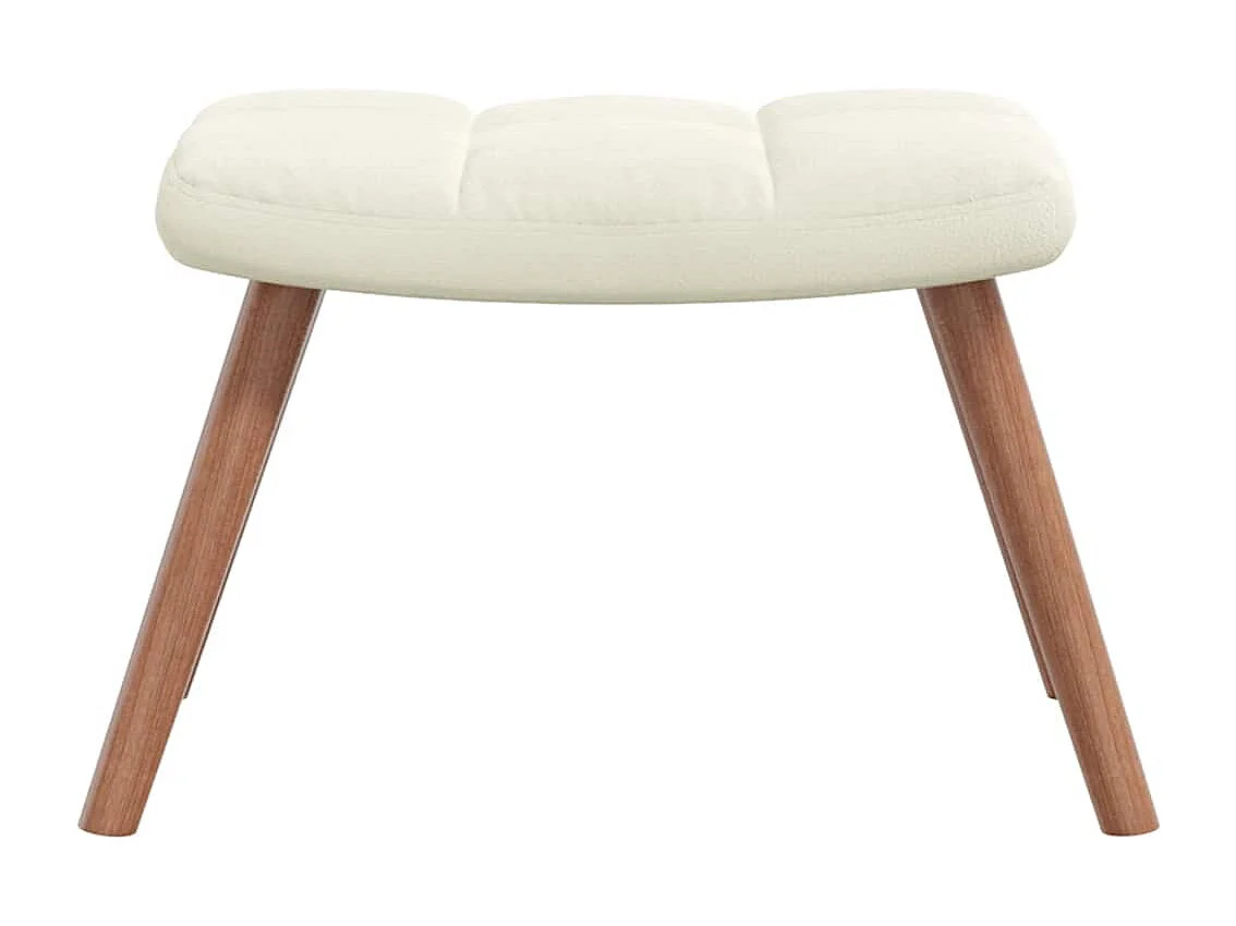 Chaise de relaxation avec repose-pied Blanc crème Velours
