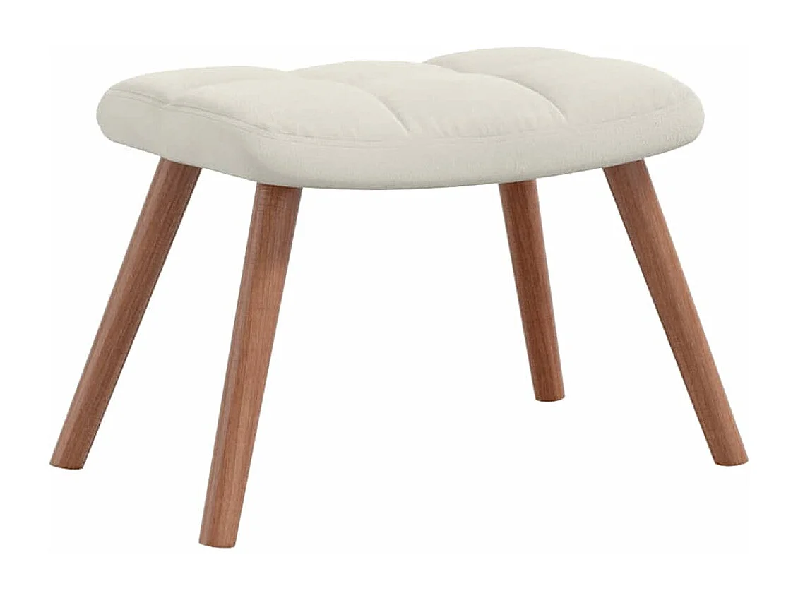 Chaise de relaxation avec repose-pied Blanc crème Velours