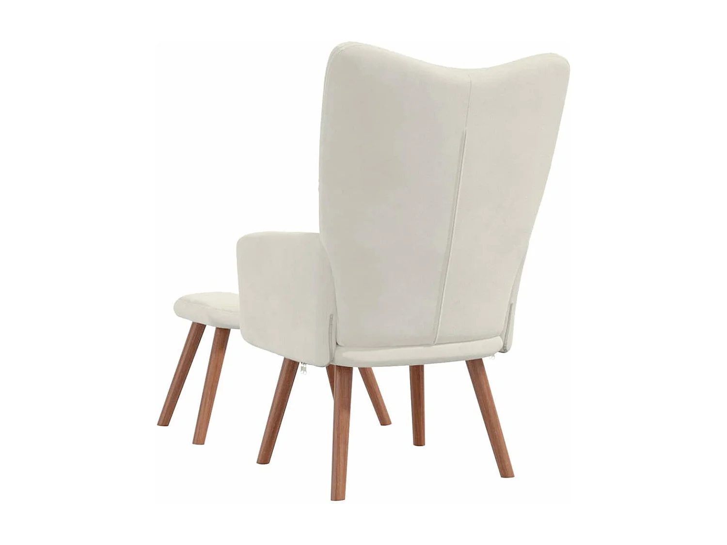 Chaise de relaxation avec repose-pied Blanc crème Velours