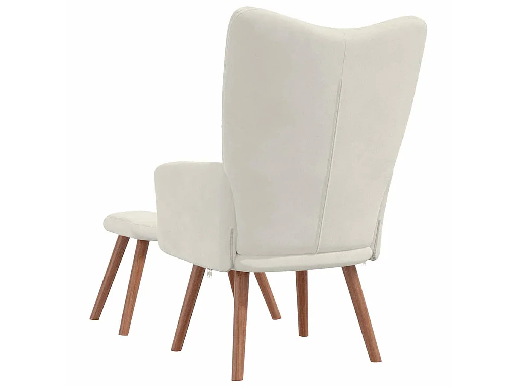 Chaise de relaxation avec repose-pied Blanc crème Velours