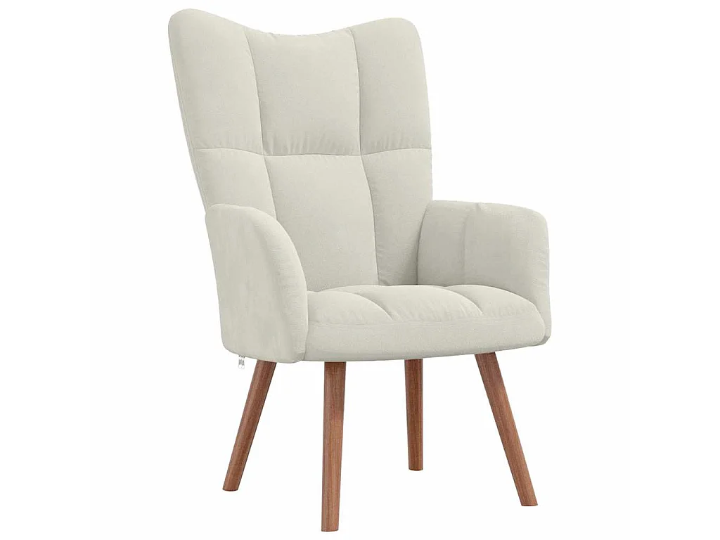 Chaise de relaxation avec repose-pied Blanc crème Velours