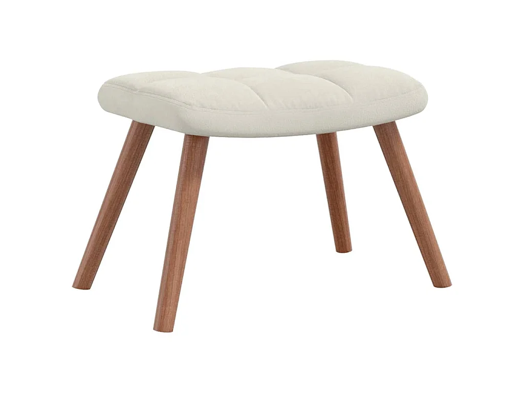 Chaise de relaxation avec repose-pied Blanc crème Velours