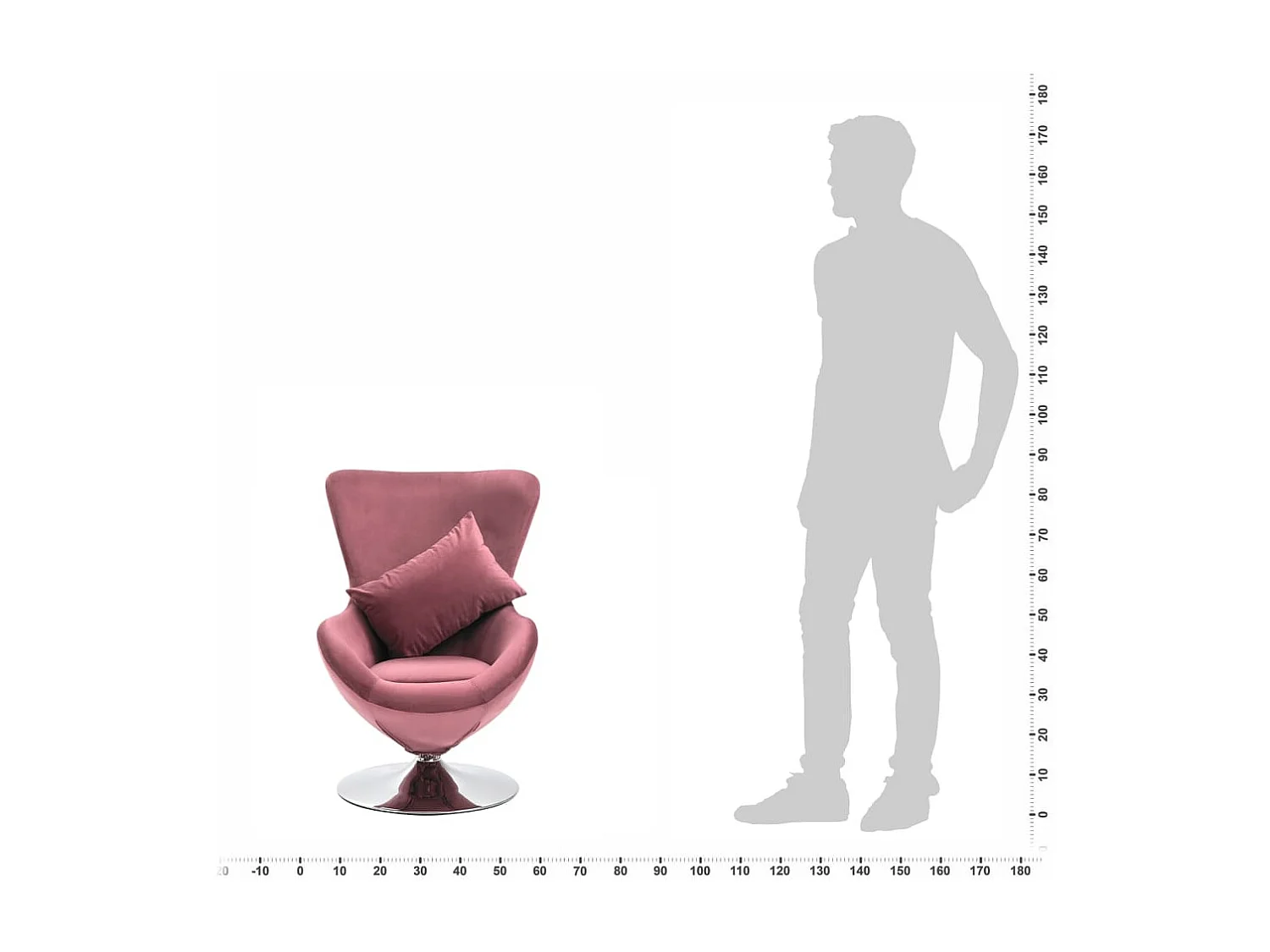 Fauteuil pivotant en forme d'œuf avec coussin Rose Velours
