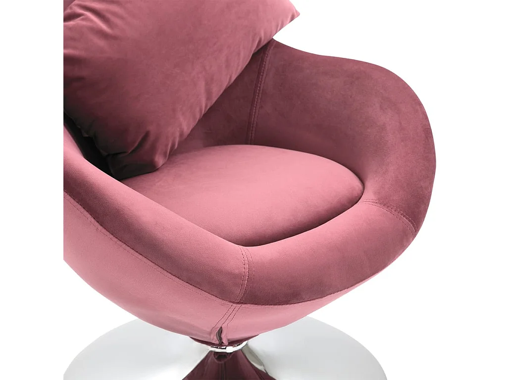 Fauteuil pivotant en forme d'œuf avec coussin Rose Velours