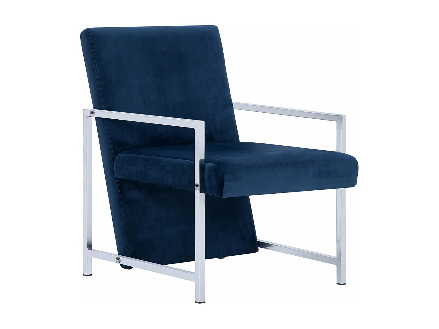 Fauteuil avec pieds chromés Bleu Velours