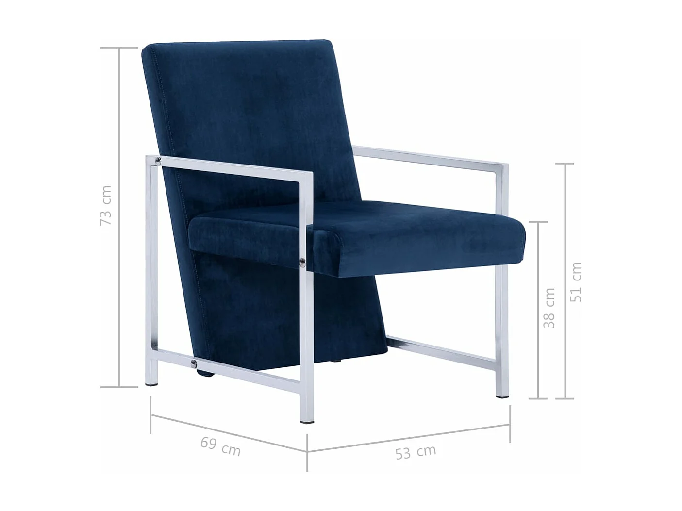 Fauteuil avec pieds chromés Bleu Velours