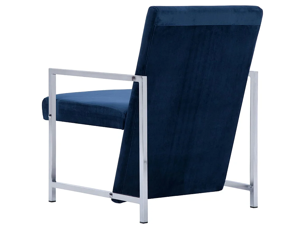 Poltrona con Piedini Cromati Blu in Velluto