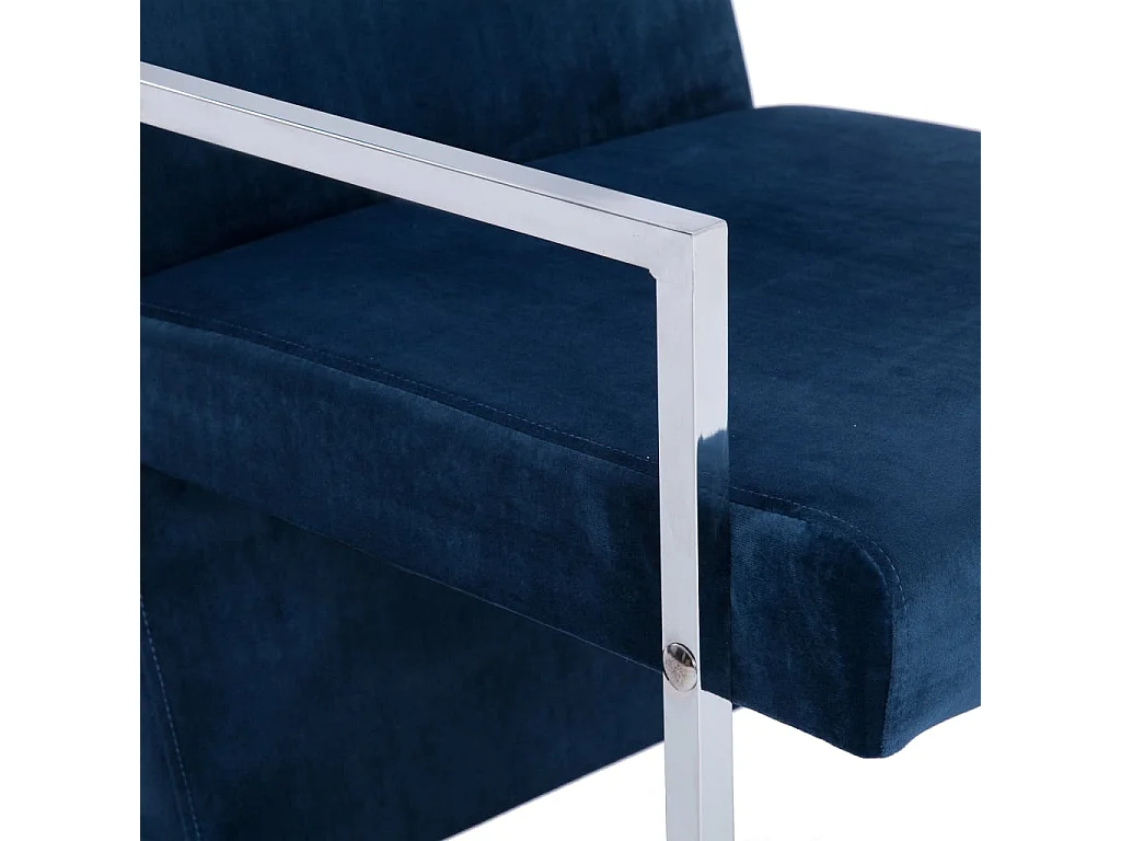 Poltrona con Piedini Cromati Blu in Velluto