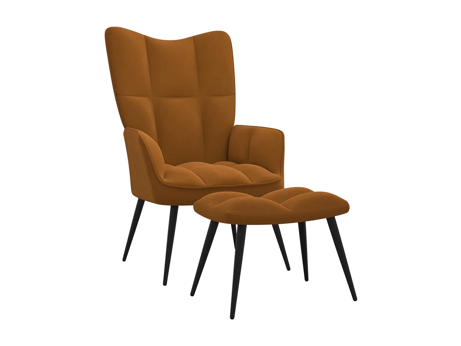 Relaxsessel mit Hocker Braun Samt