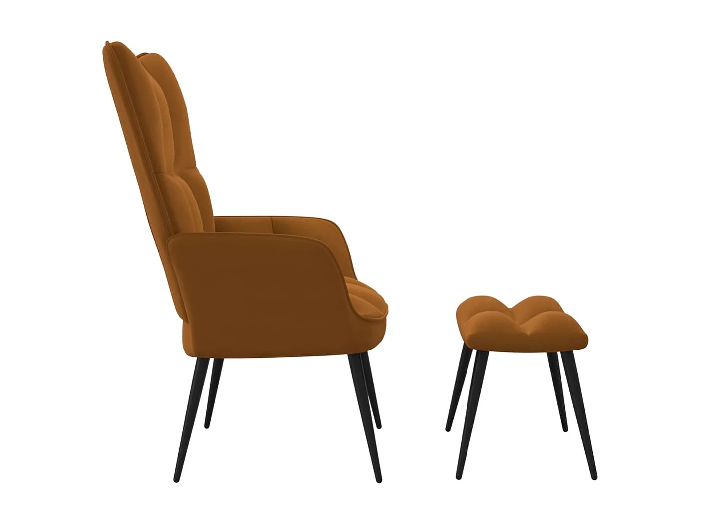 Relaxsessel mit Hocker Braun Samt