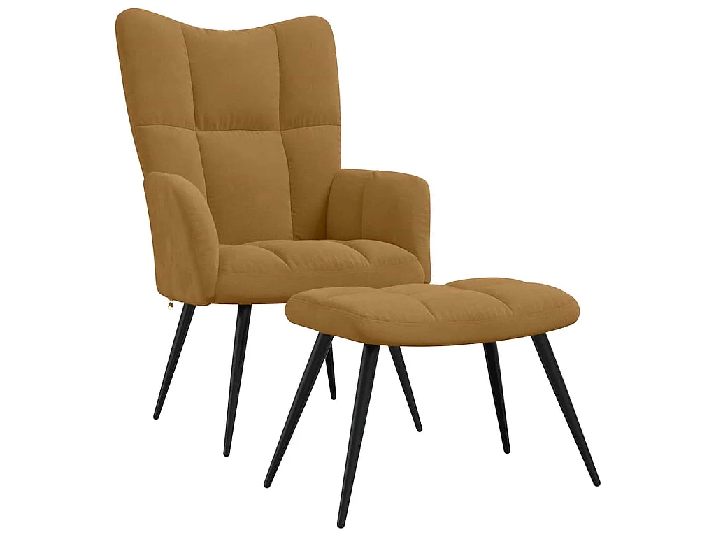 Relaxsessel mit Hocker Braun Samt