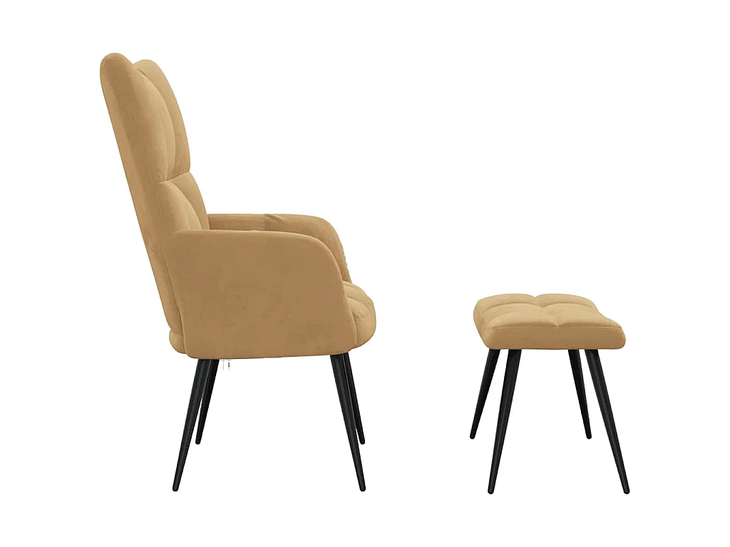Relaxsessel mit Hocker Braun Samt