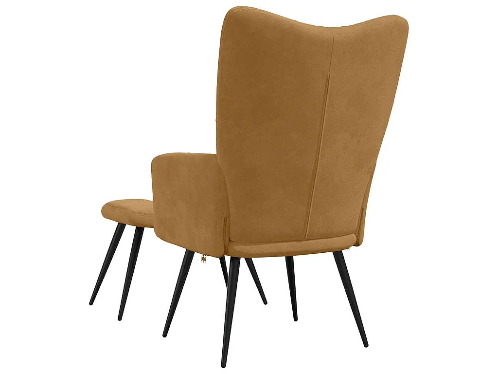 Relaxsessel mit Hocker Braun Samt