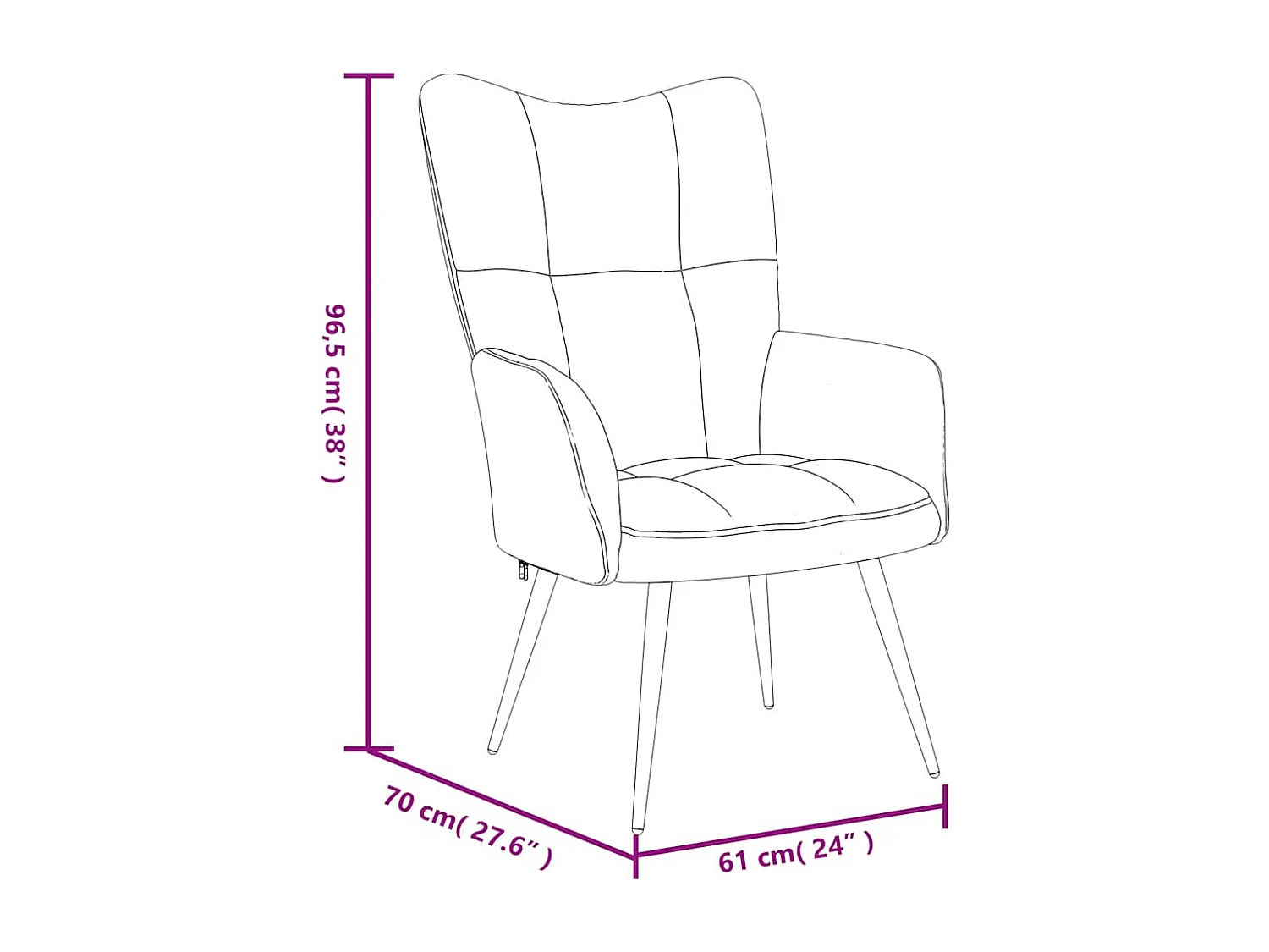 Fauteuil relax avec tabouret en velours noir
