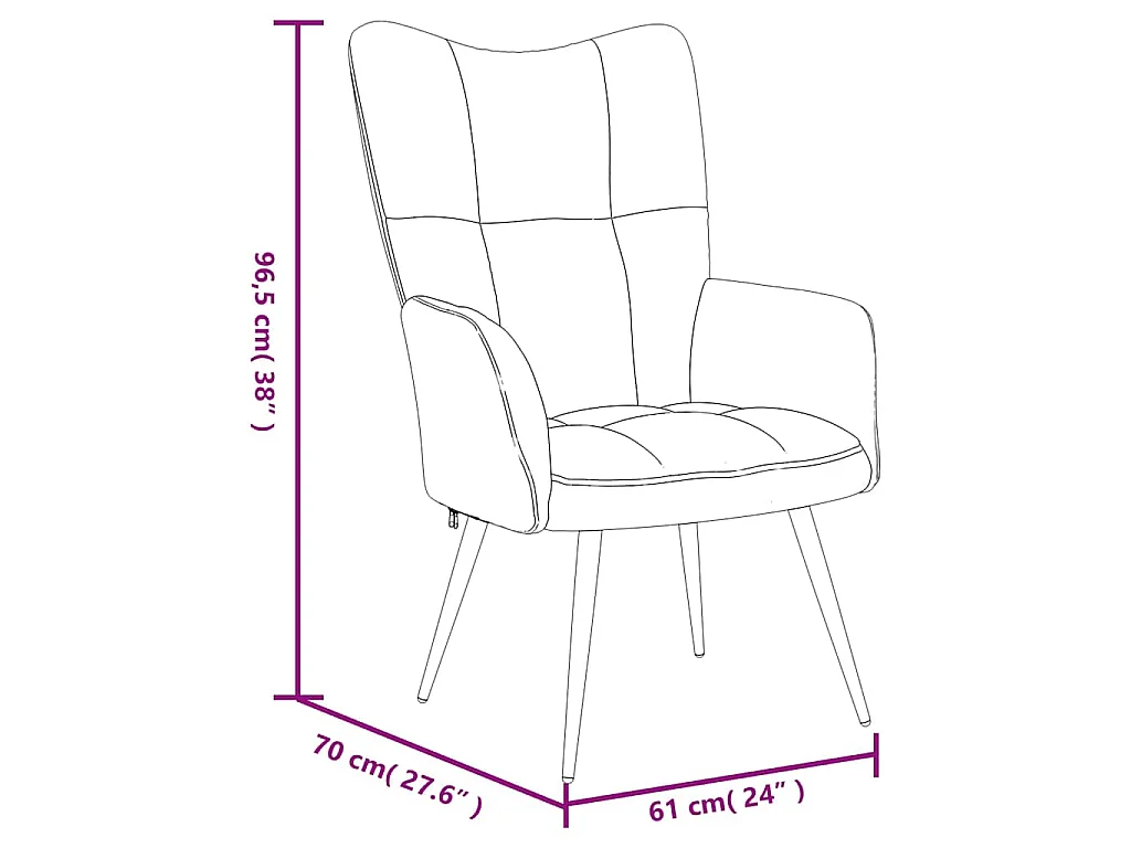 Fauteuil relax avec tabouret en velours noir
